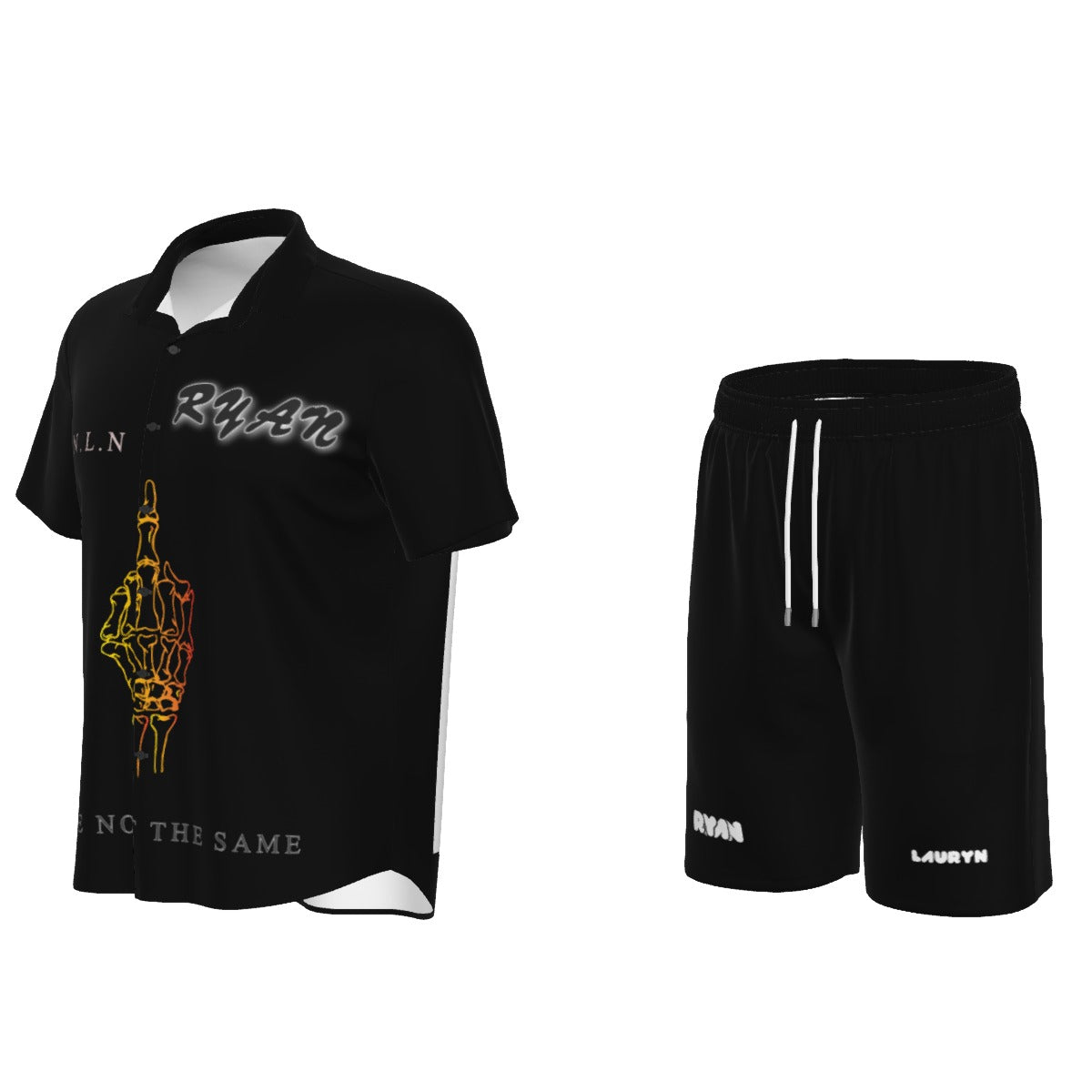 Ryan Lauryn Men's Short Sleeve Button Up Shirt With Shorts Set