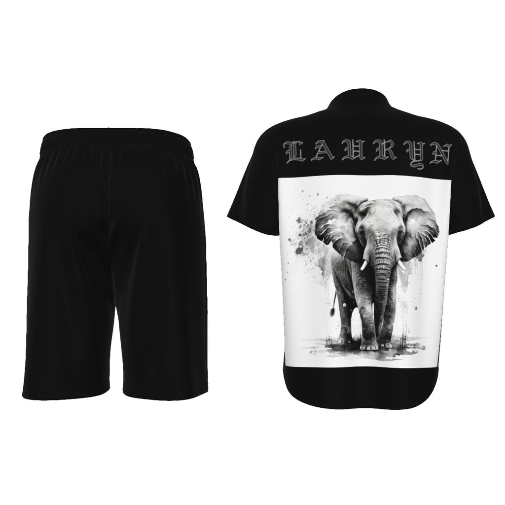 Ryan Lauryn Men's Short Sleeve Button Up Shirt With Shorts Set