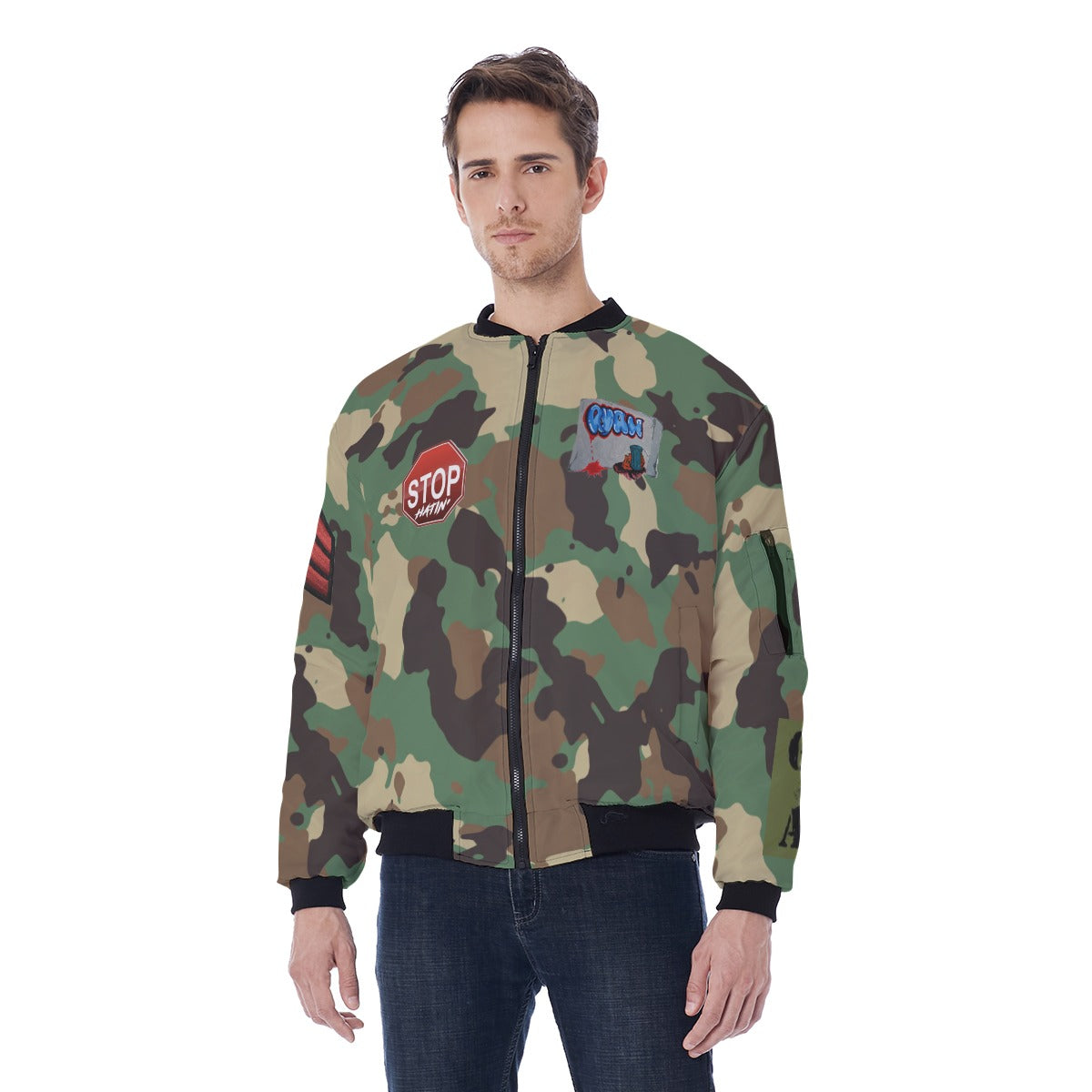 Men's Ryan Lauryn Bomber Jacket With Sleeve Pocket