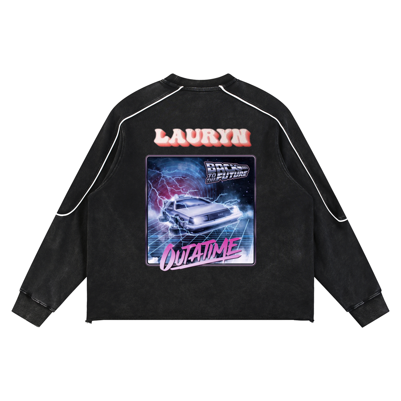 Ryan Lauryn Mineral Wash Piping Raw Hem Sweatshirt