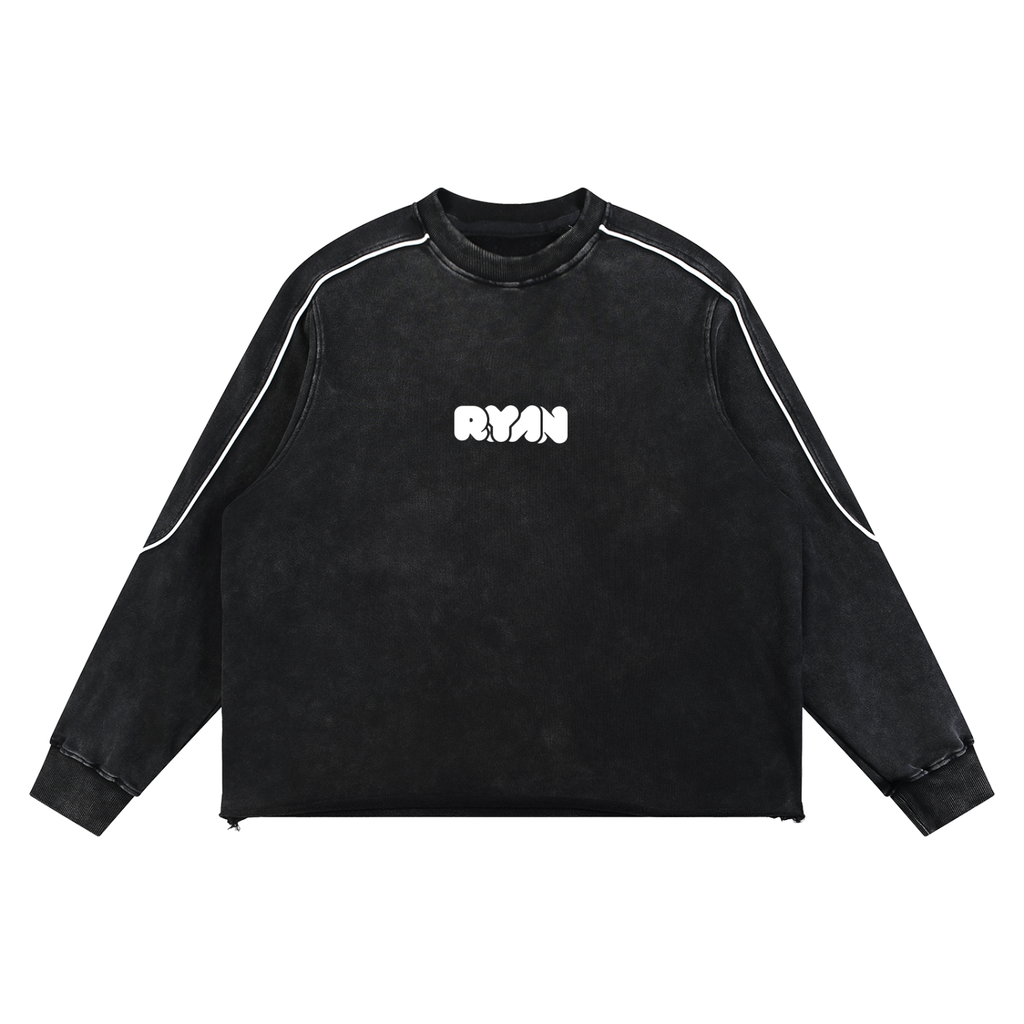 Ryan Lauryn Mineral Wash Piping Raw Hem Sweatshirt