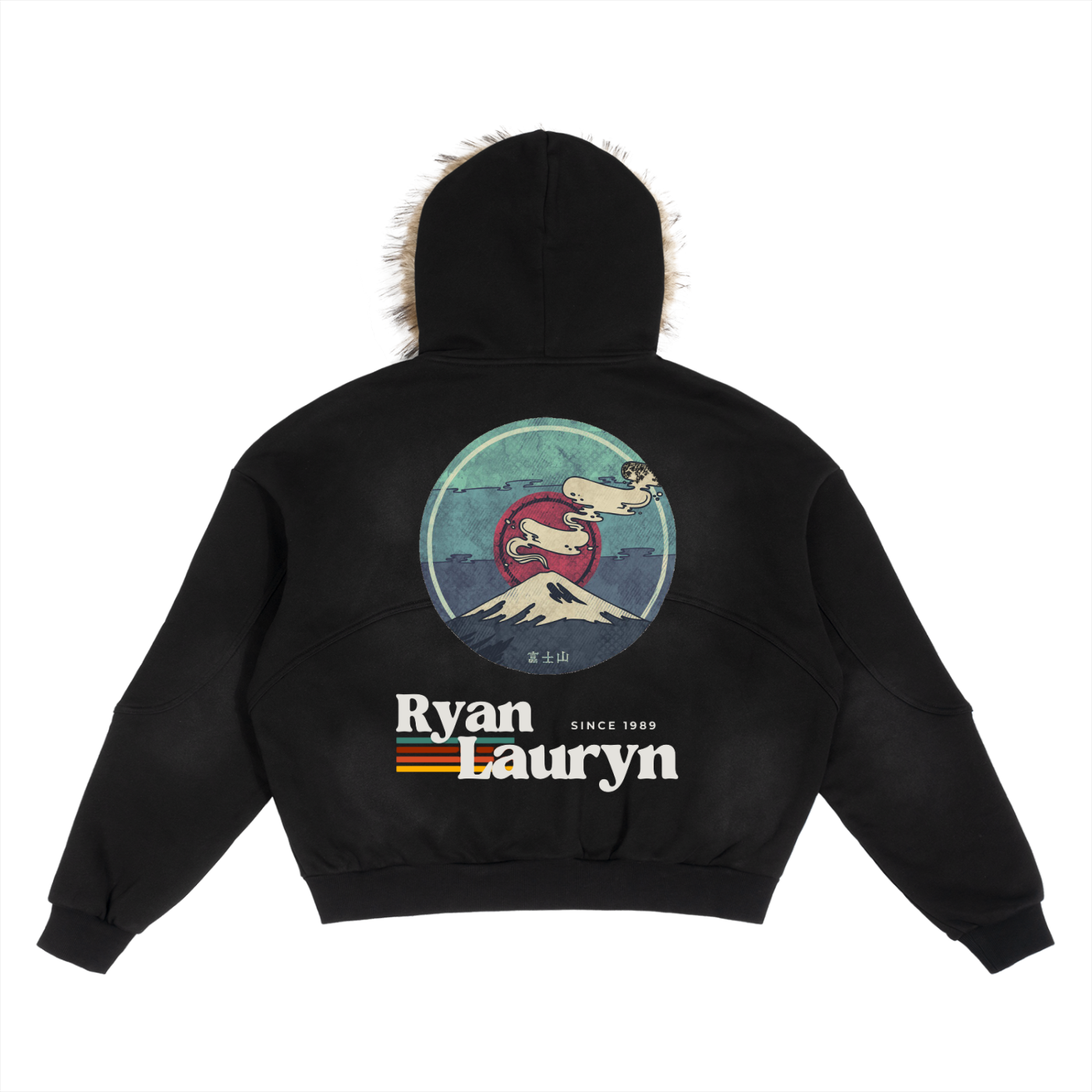 Ryan Lauryn Sun Fade Boxy Detachable Fur Hoodie
