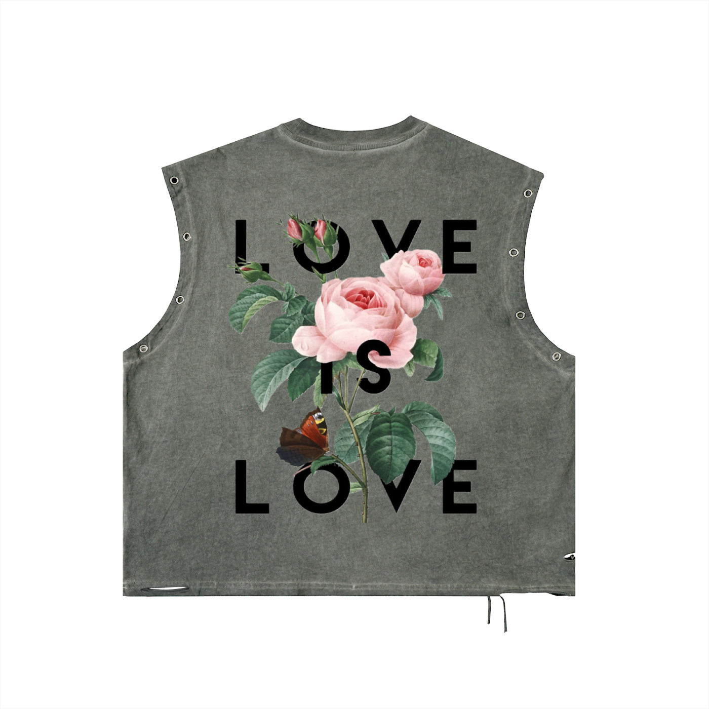 Ryan Lauryn Distressed Grommet Eyelet Tank Top
