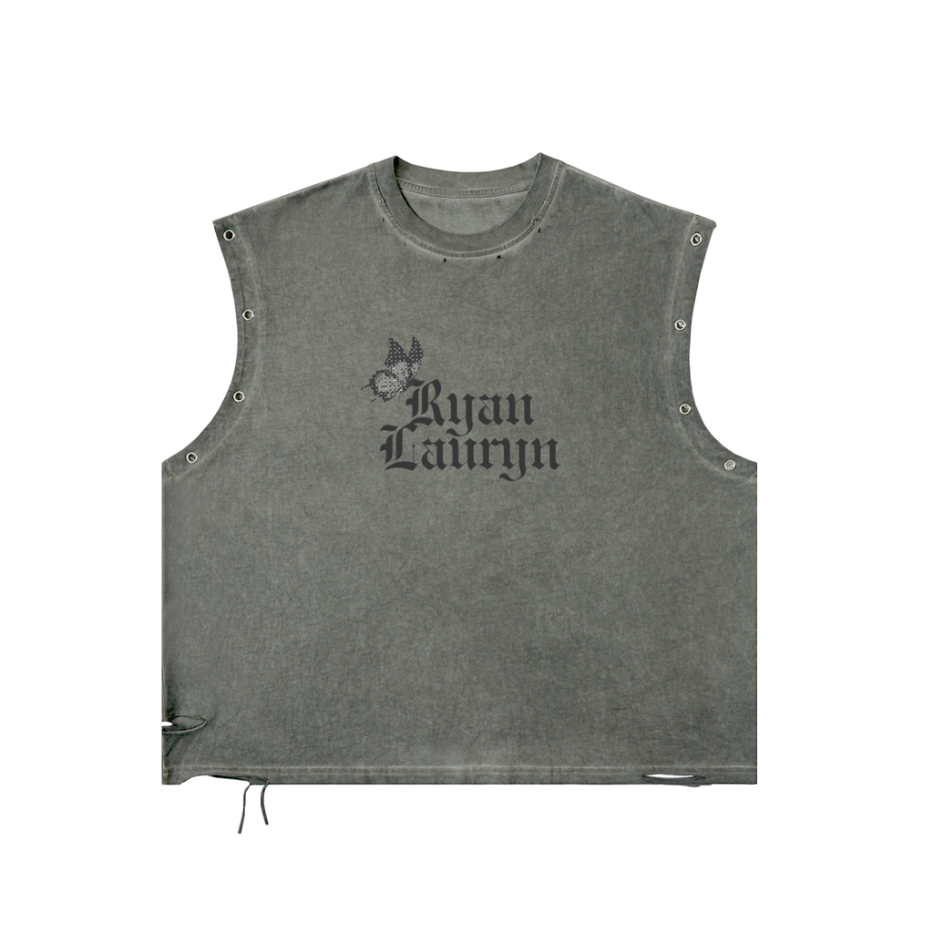 Ryan Lauryn Distressed Grommet Eyelet Tank Top