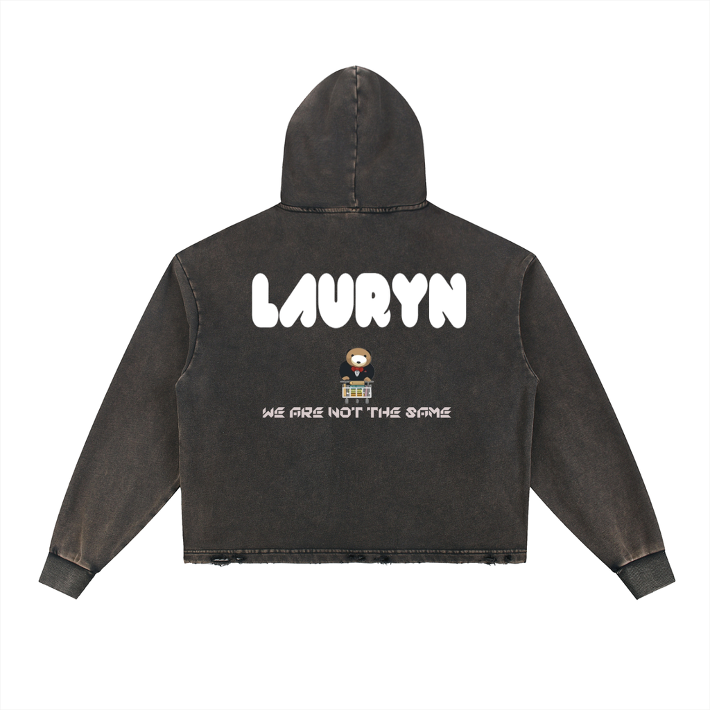 Ryan Lauryn Vintage Washed Frayed-Hem Hoodie