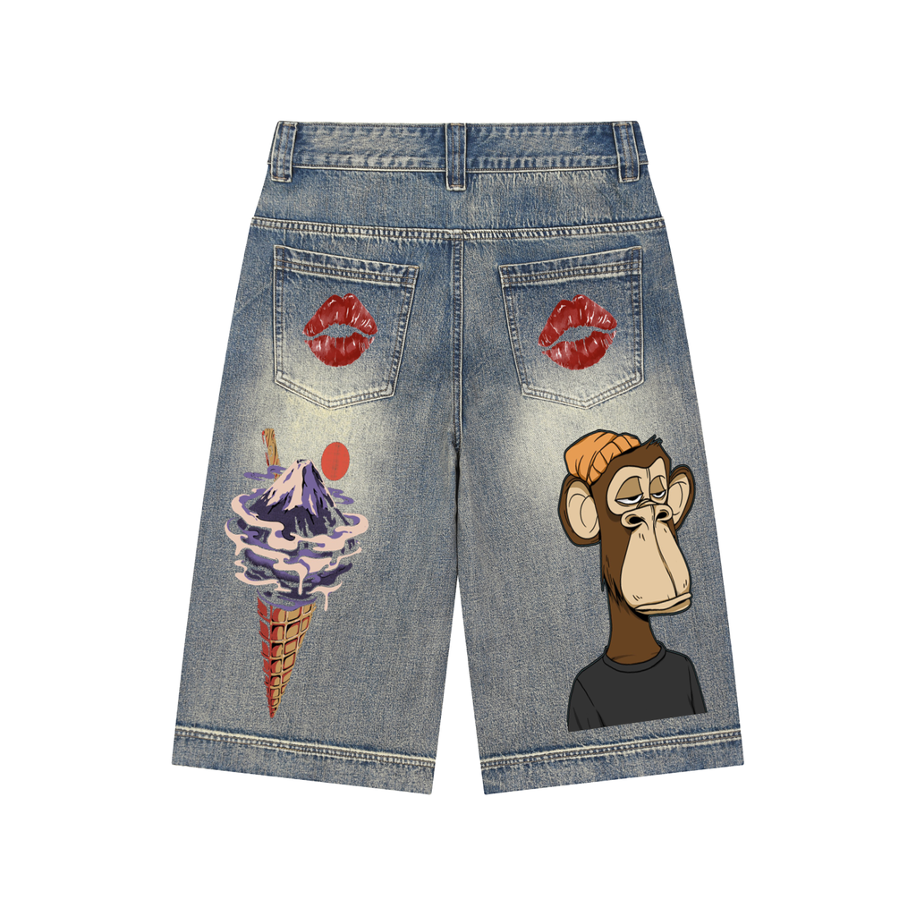 Ryan Lauryn Vintage Wash Baggy Denim Shorts