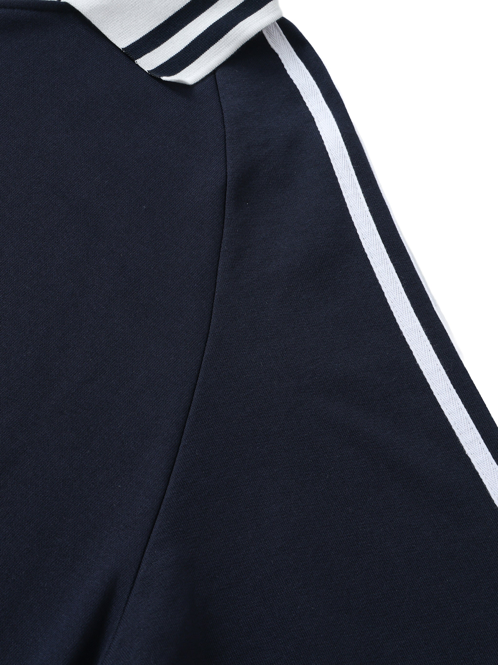 Ryan Lauryn Contrast Striped Lapel Collar Sweatshirt