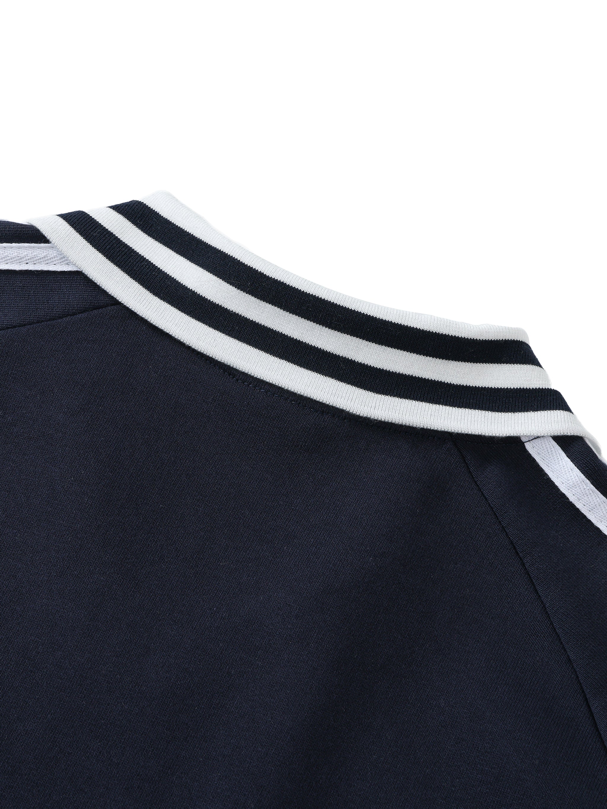 Ryan Lauryn Contrast Striped Lapel Collar Sweatshirt